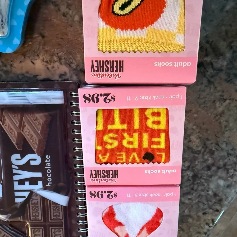 Brand New Hershey's and Reese's Themed Stationery Socks Small Bags Body Scrub